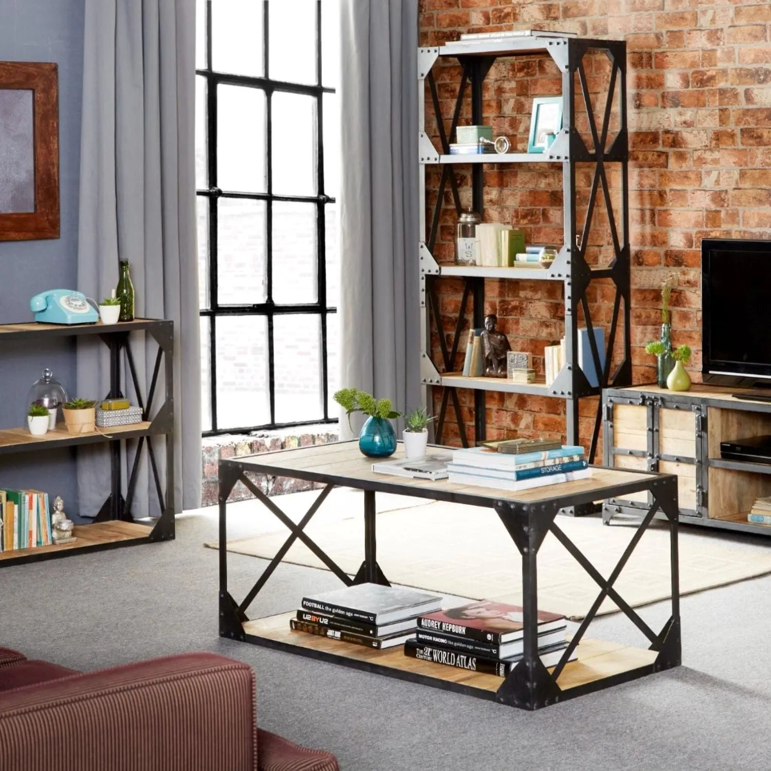 Belfast Metal & Wood Industrial Coffee Table