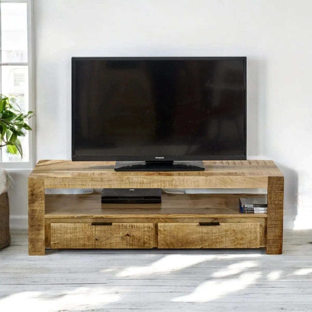 Wicklow 130cm Wooden TV Stand Unit With 2 Drawers