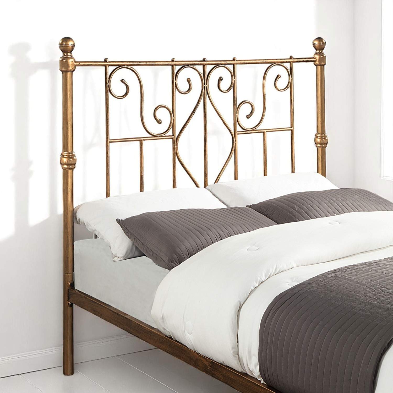 Belgravia Antique Brass Effect Victorian Metal Bed Frame - 