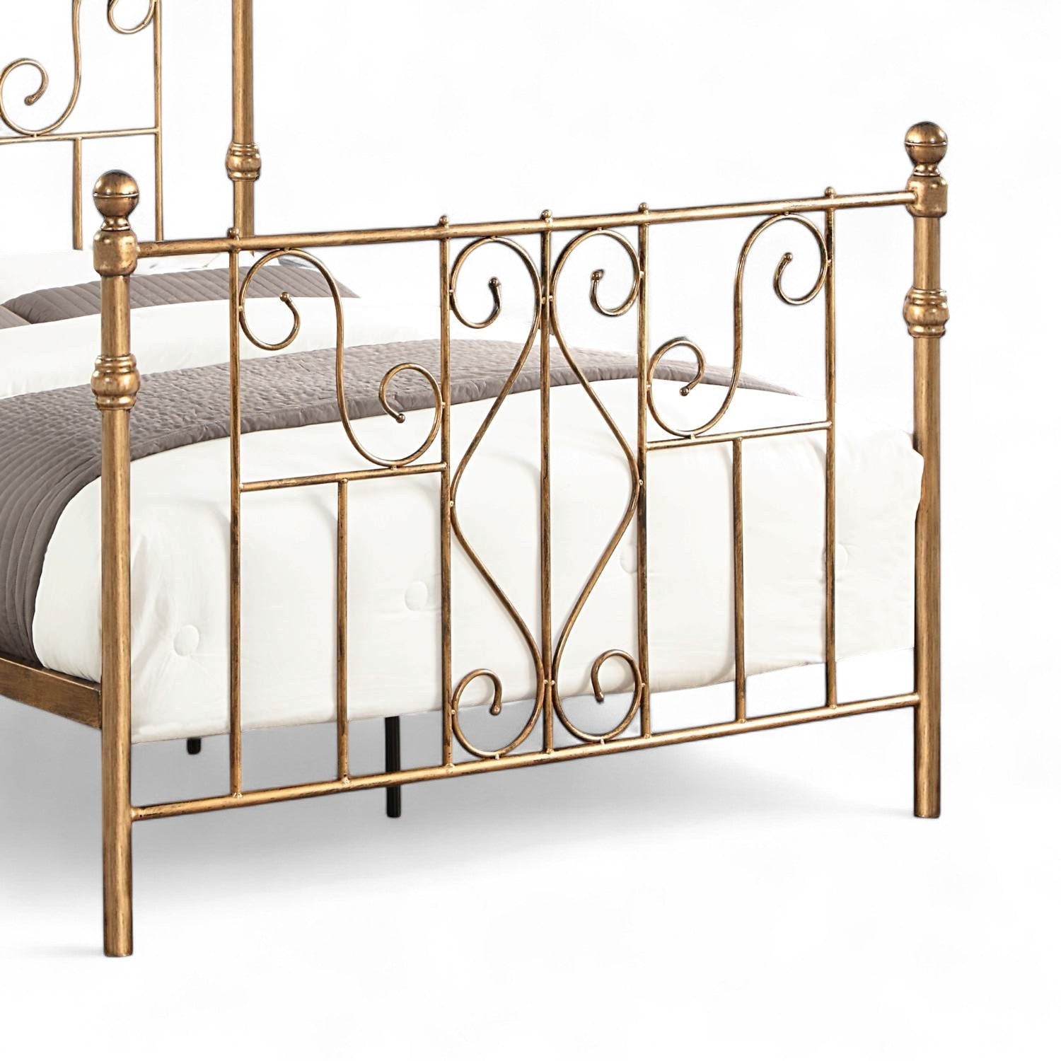 Belgravia Antique Brass Effect Victorian Metal Bed Frame - 