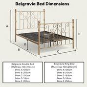 Belgravia Antique Brass Effect Victorian Metal Bed Frame - 