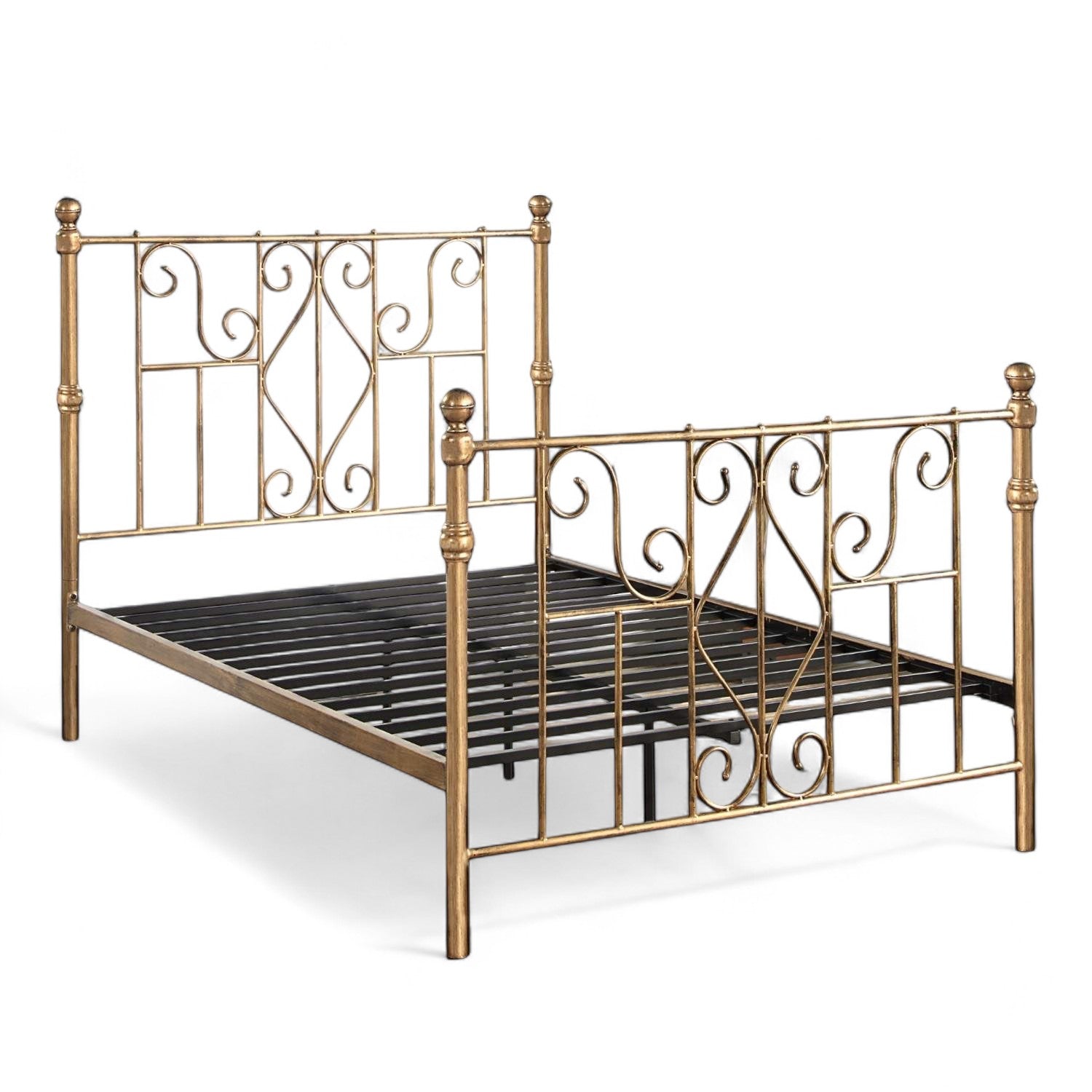 Belgravia Antique Brass Effect Victorian Metal Bed Frame - 