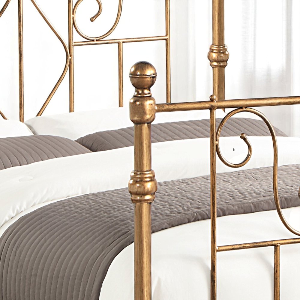 Belgravia Antique Brass Effect Victorian Metal Bed Frame - 