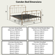 Camden Victorian Hospital Style Metal Bed Frame - 