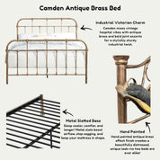 Camden Victorian Hospital Style Metal Bed Frame - 