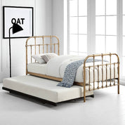 Camden Victorian Hospital Single Metal Bed with Guest Trundle - 