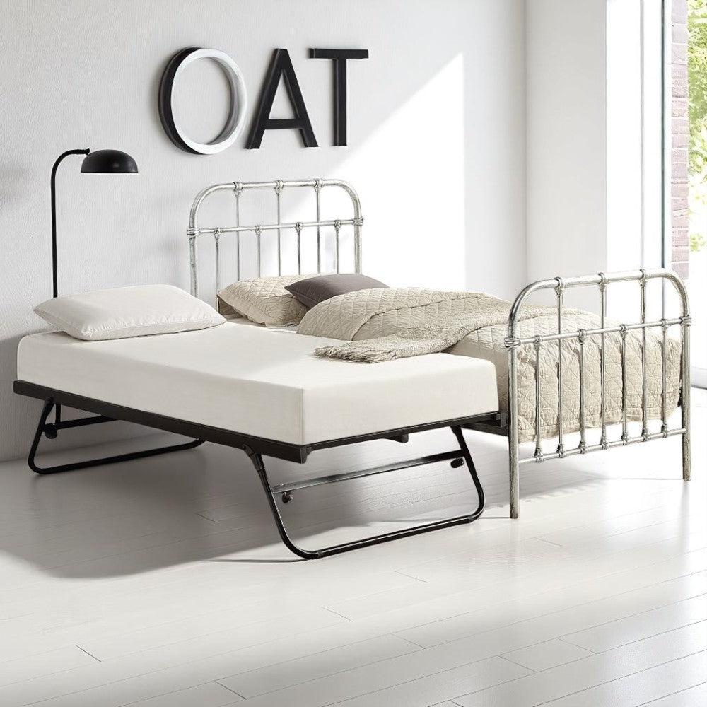 Camden Victorian Hospital Single Metal Bed with Guest Trundle - 