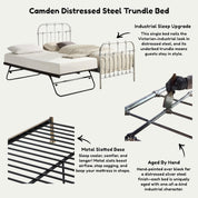 Camden Victorian Hospital Single Metal Bed with Guest Trundle - 