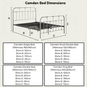 Camden Victorian Hospital Style Metal Bed Frame - 