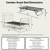 Camden Victorian Hospital Single Metal Bed with Guest Trundle - 