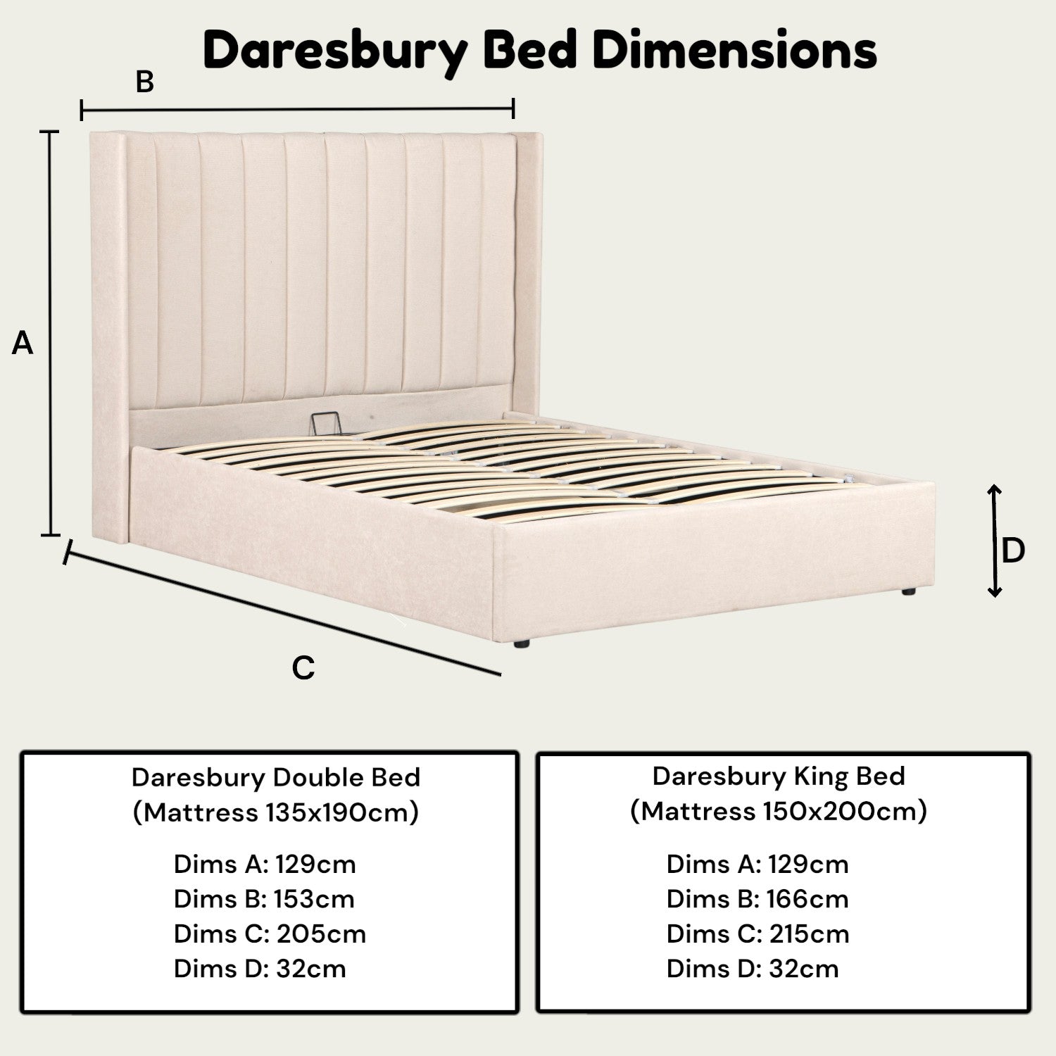 Daresbury Upholstered Winged Ottoman Storage Bed