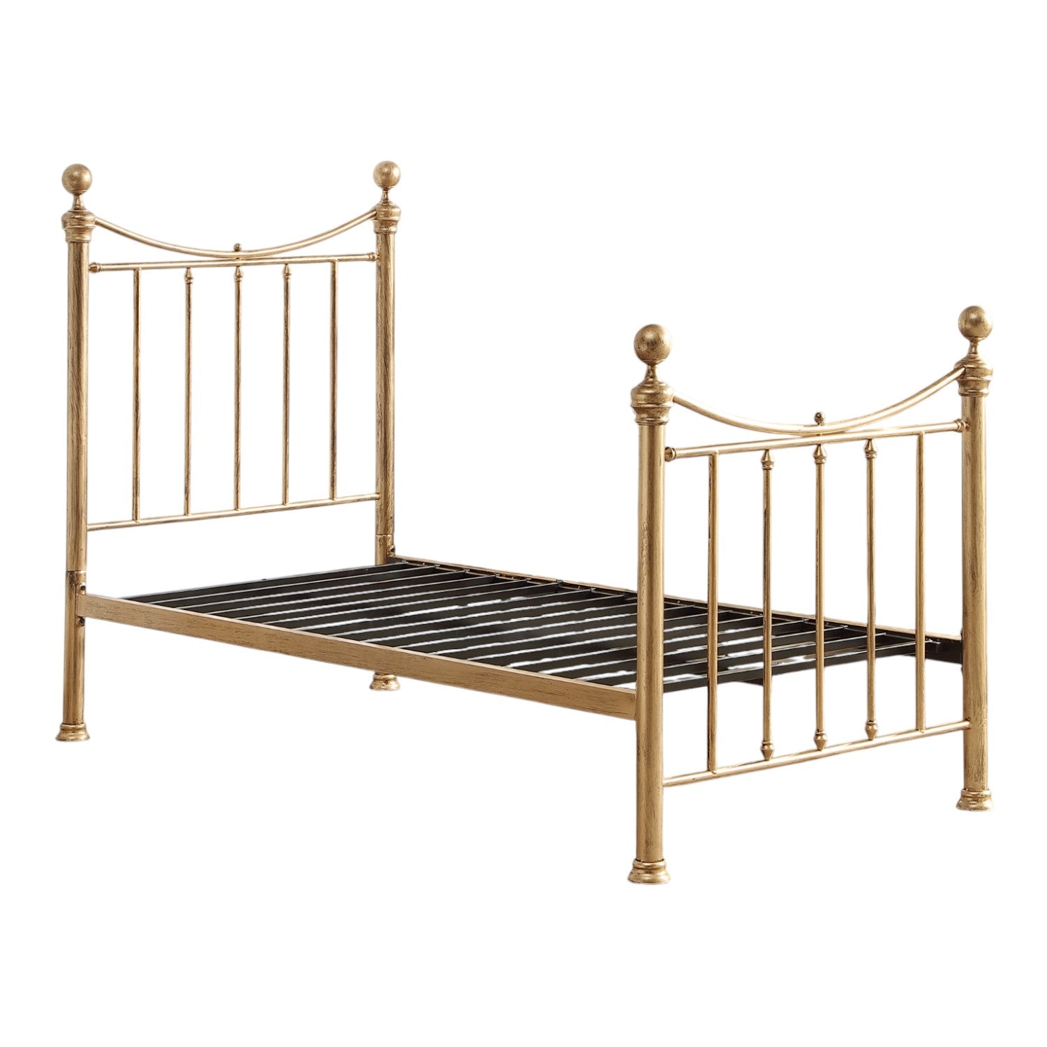 Hampstead Antique Brass Effect Metal Guest Bed with Trundle