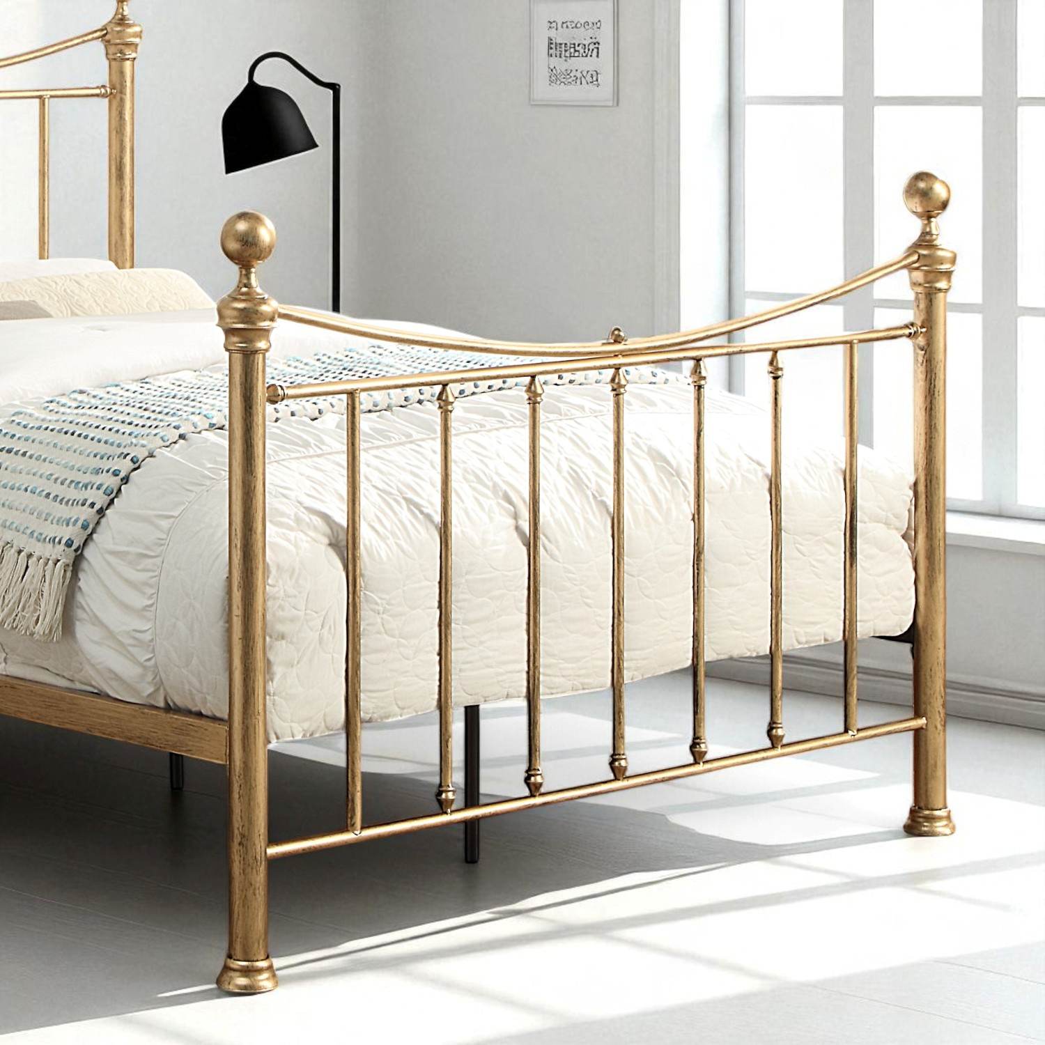 Hampstead Antique Brass Effect Traditional Metal Bed Frame - 