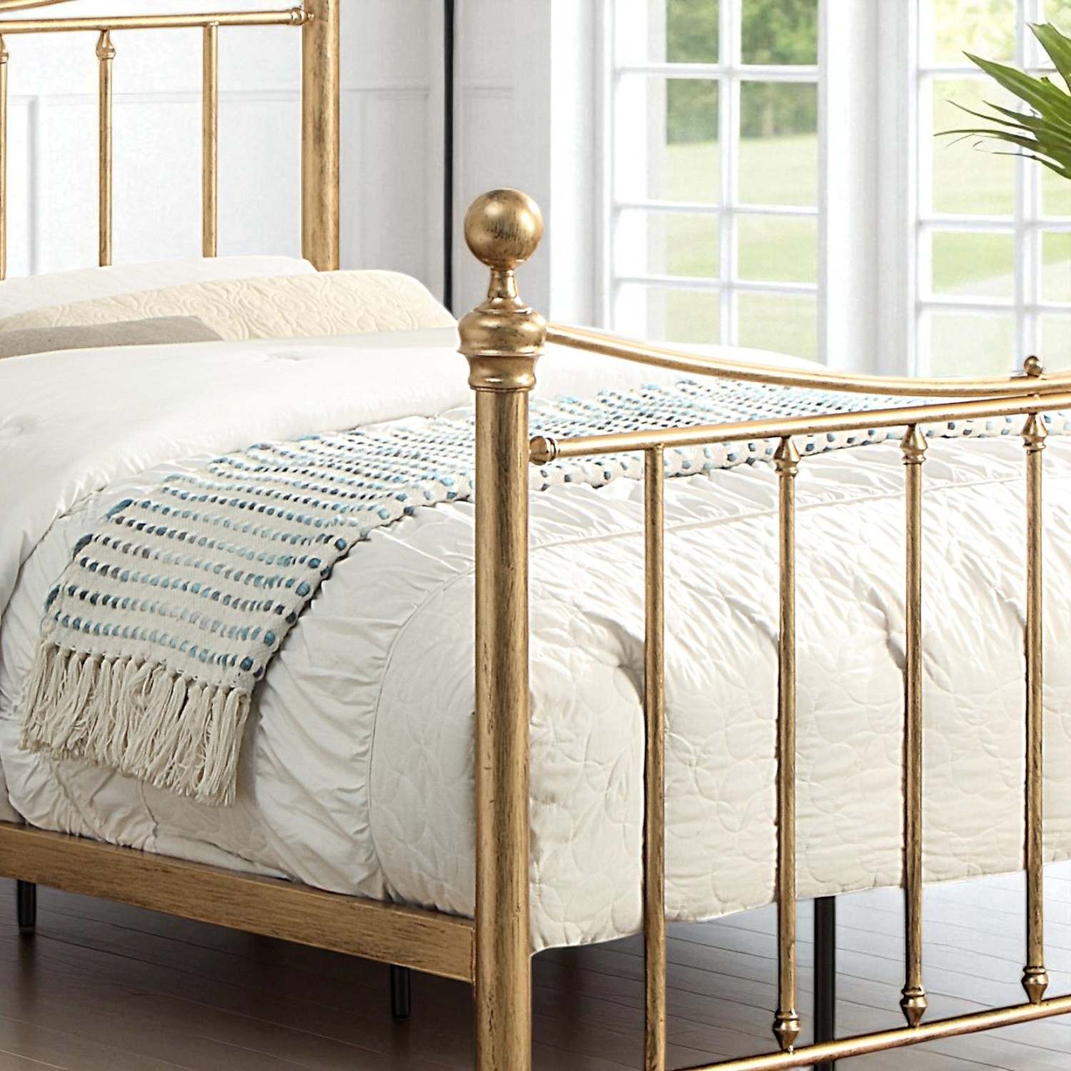 Hampstead Antique Brass Effect Traditional Metal Bed Frame - 