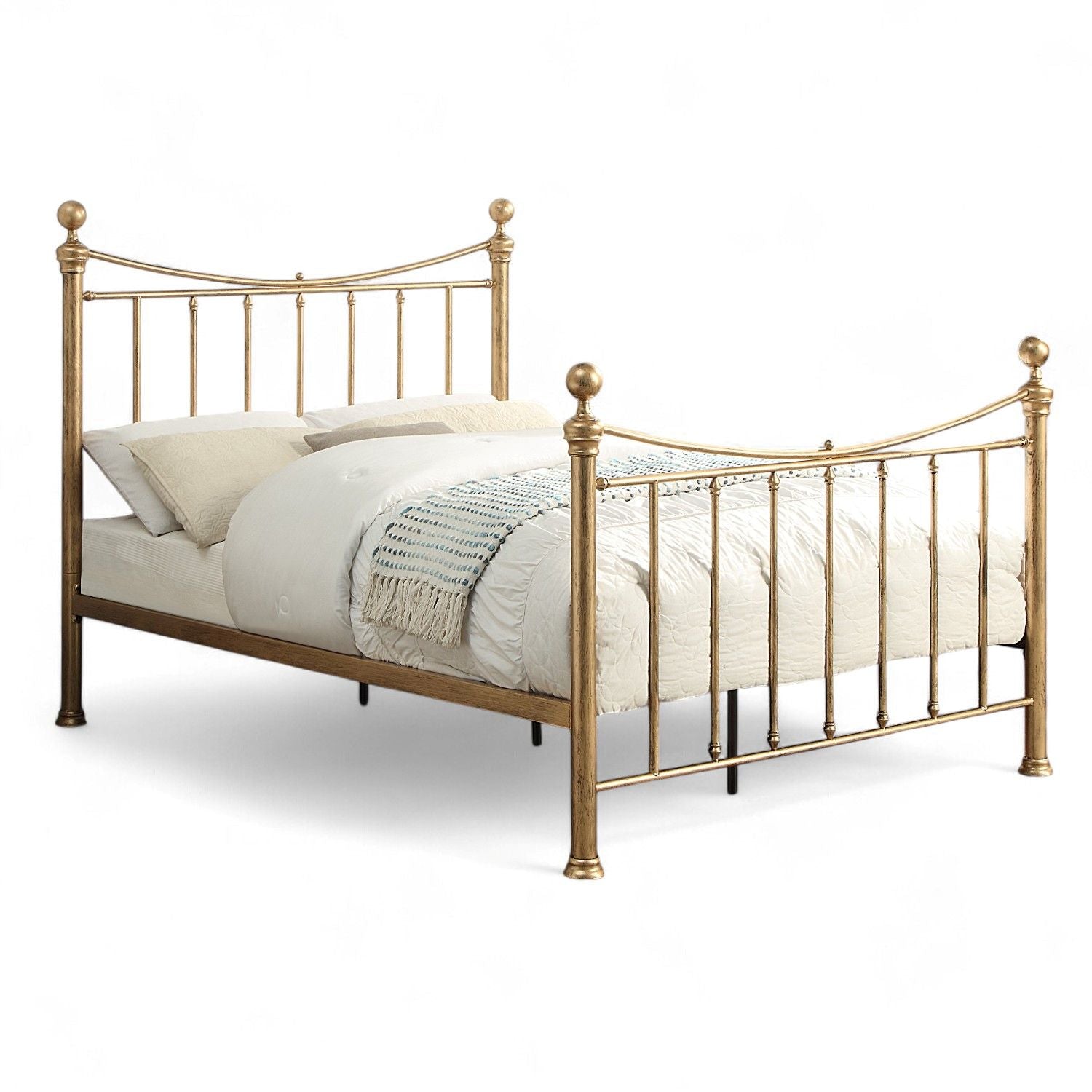 Hampstead Antique Brass Effect Traditional Metal Bed Frame - 