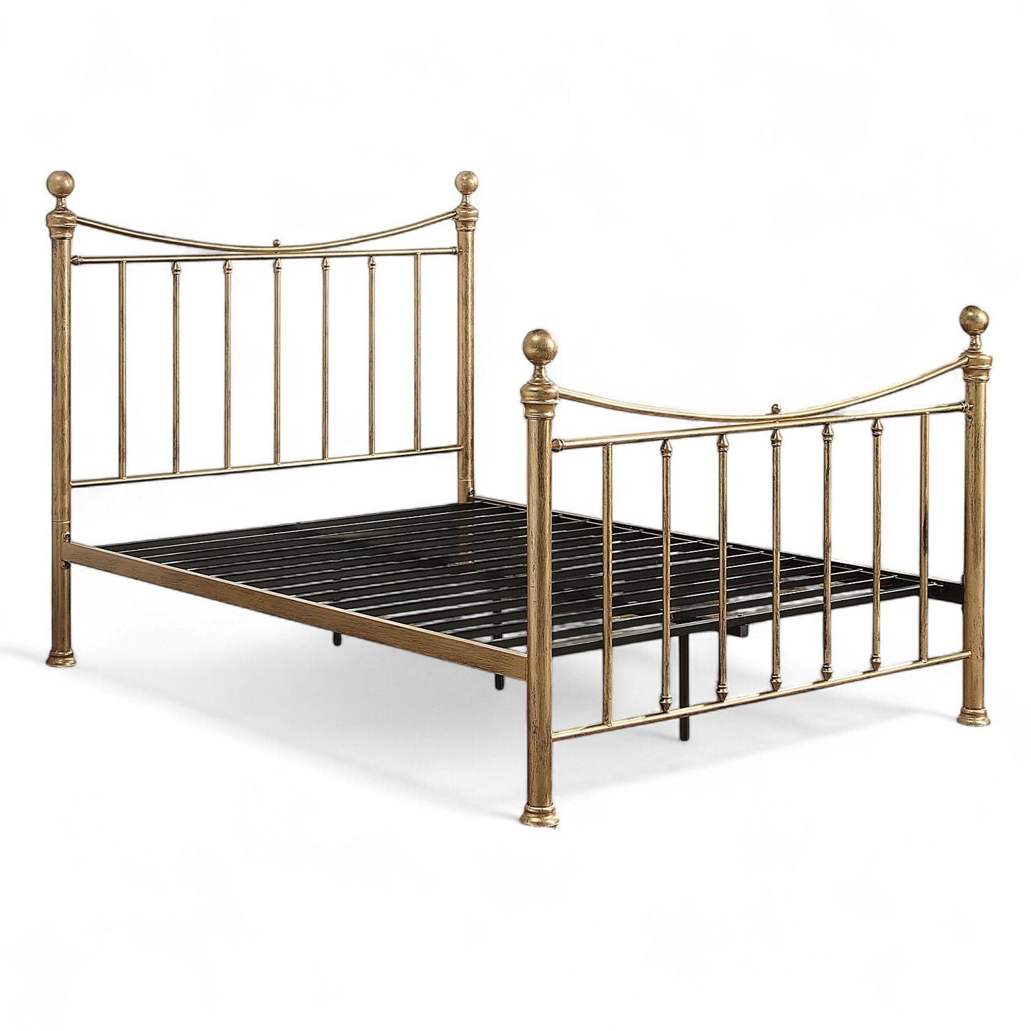 Hampstead Antique Brass Effect Traditional Metal Bed Frame - 