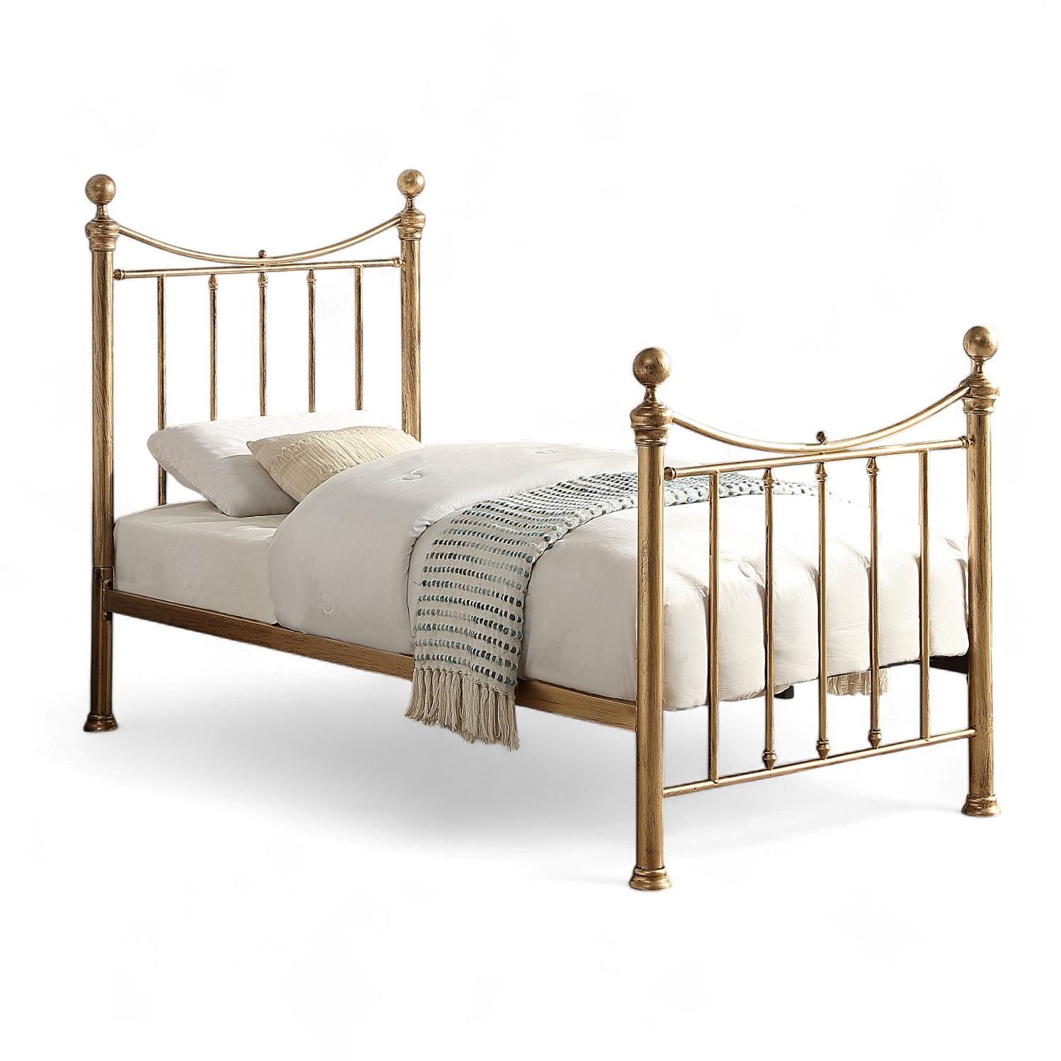 Hampstead Antique Brass Effect Traditional Metal Bed Frame - 