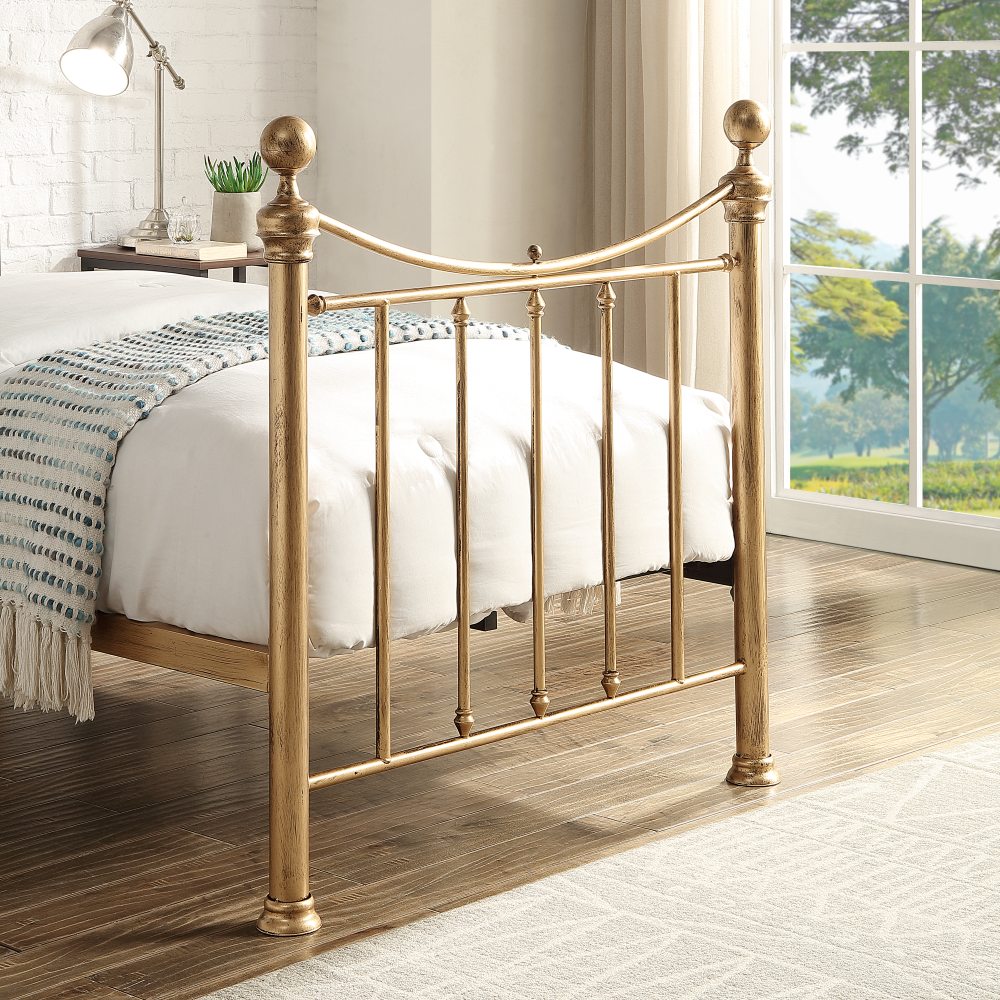 Hampstead Antique Brass Effect Metal Guest Bed with Trundle