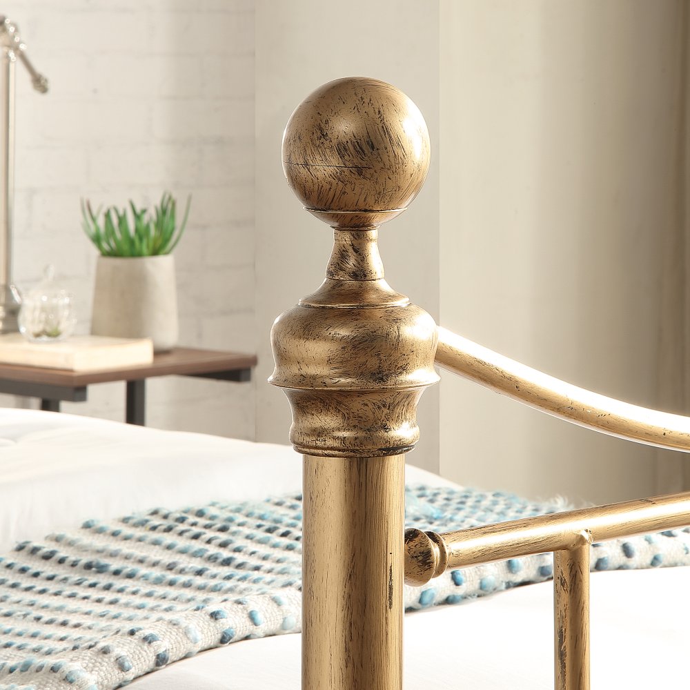 Hampstead Antique Brass Effect Metal Guest Bed with Trundle