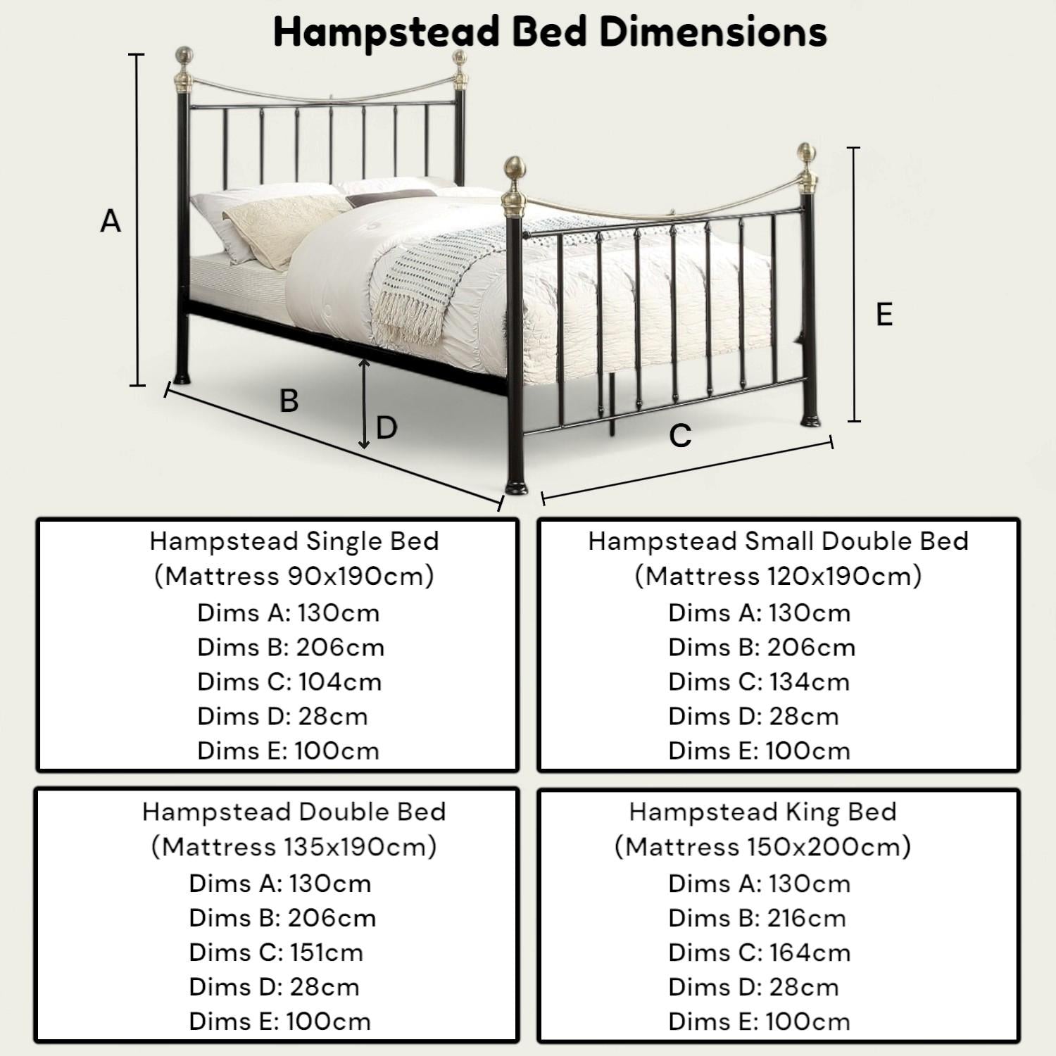 Hampstead Traditional Metal Bed Frame 
