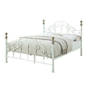 Kensington White & Brass French Style Metal Bed Frame