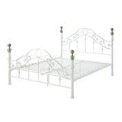 Kensington White & Brass French Style Metal Bed Frame