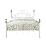 Kensington White & Brass French Style Metal Bed Frame