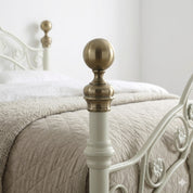 Kensington White & Brass French Style Metal Bed Frame