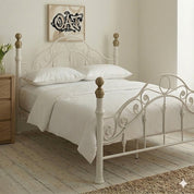 Kensington White & Brass French Style Metal Bed Frame