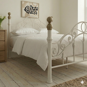 Kensington White & Brass French Style Metal Bed Frame