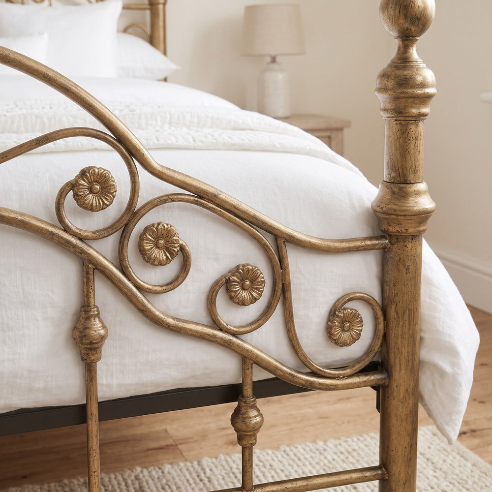 Kensington Antique Brass Effect French Style Metal Bed Frame