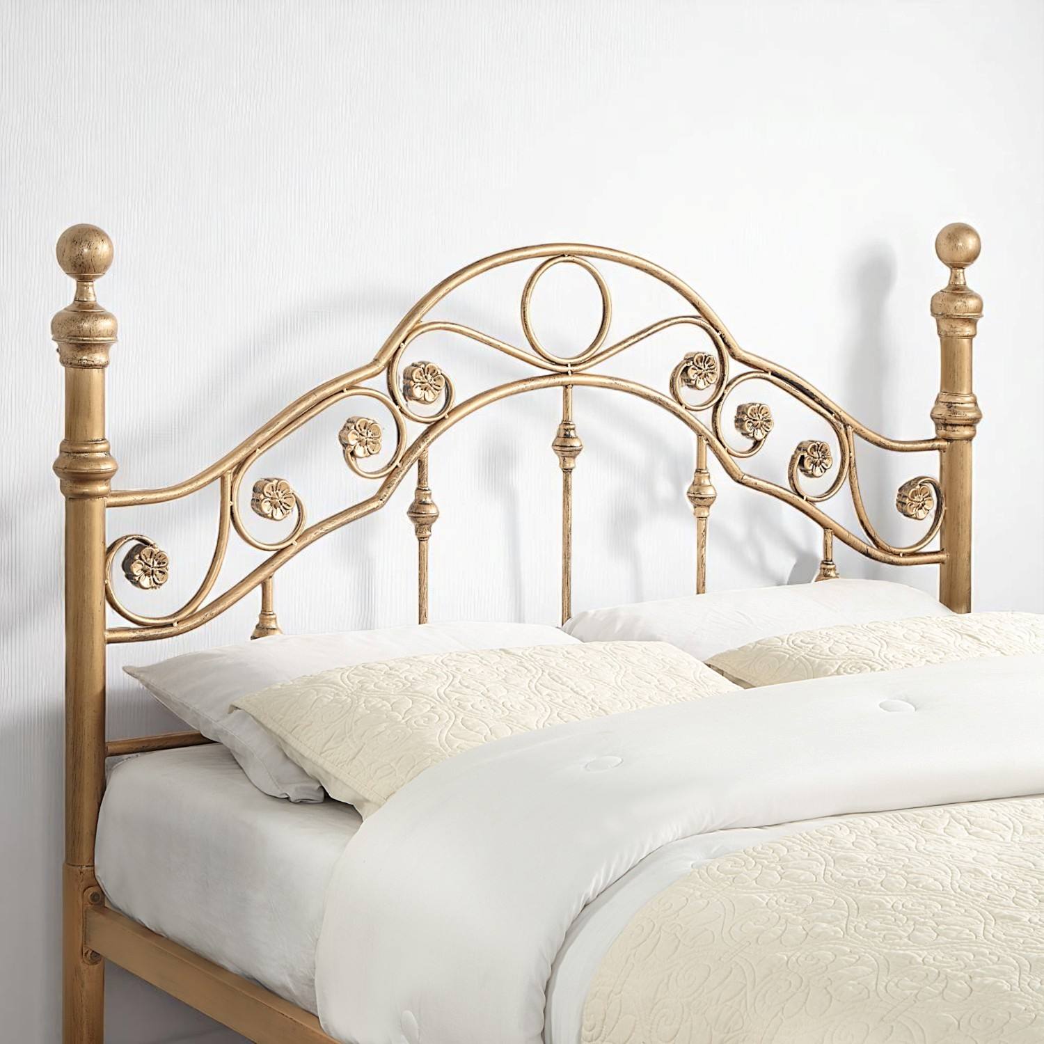 Kensington Antique Brass Effect French Style Metal Bed Frame - 