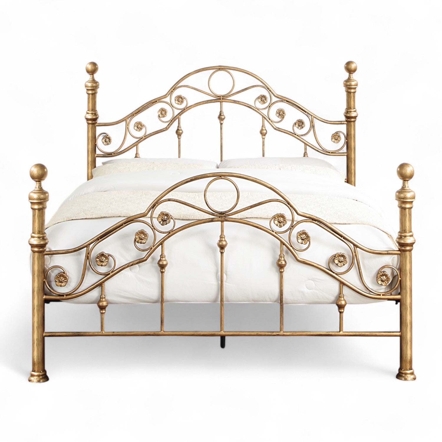 Kensington Antique Brass Effect French Style Metal Bed Frame - 