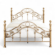 Kensington Antique Brass Effect French Style Metal Bed Frame - 