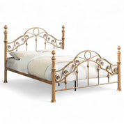 Kensington Antique Brass Effect French Style Metal Bed Frame - 