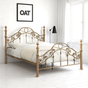Kensington Antique Brass Effect French Style Metal Bed Frame - 