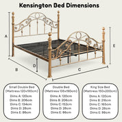 Kensington Antique Brass Effect French Style Metal Bed Frame - 