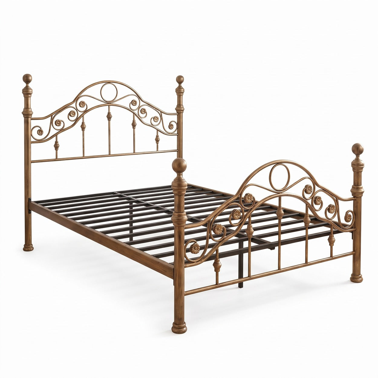 Kensington Antique Brass Effect French Style Metal Bed Frame