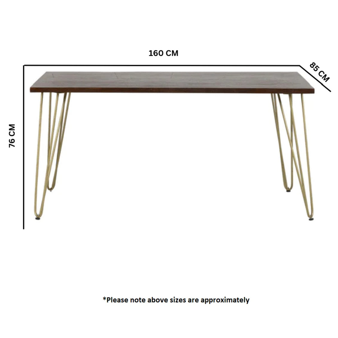 Limerick Wooden Dark Gold 160cm Dining Table