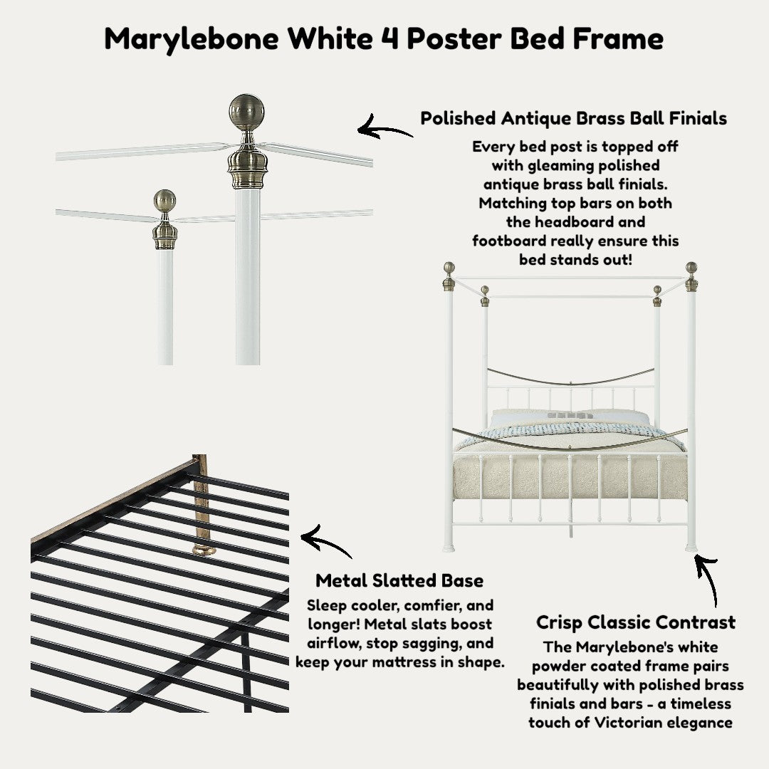 Marylebone Traditional Four Poster Metal Bed Frame