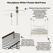 Marylebone Traditional Four Poster Metal Bed Frame