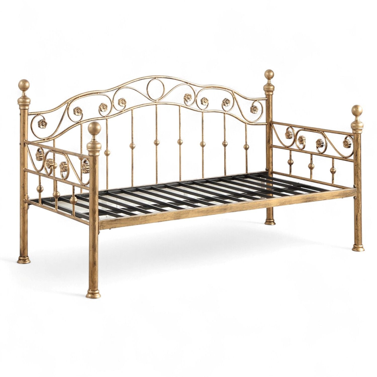 Mayfair Antique Brass Effect Metal Day Bed With Trundle