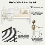 Mayfair White Single Metal Day Bed - 