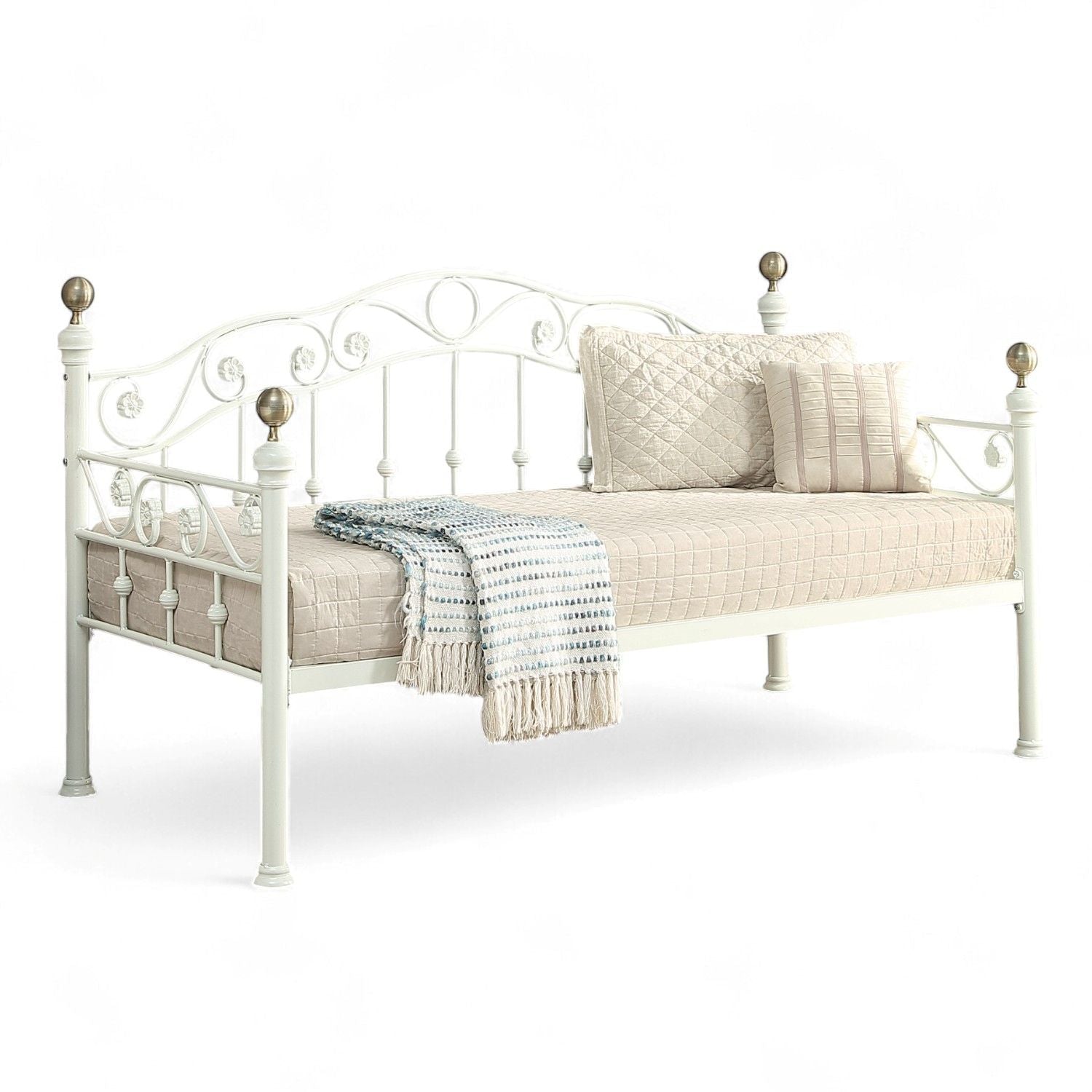 Mayfair White Single Metal Day Bed - 