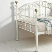 Mayfair White Single Metal Day Bed with Guest Trundle 