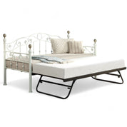 Mayfair White Single Metal Day Bed with Guest Trundle 