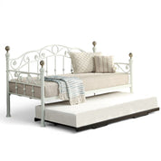 Mayfair White Single Metal Day Bed with Guest Trundle 