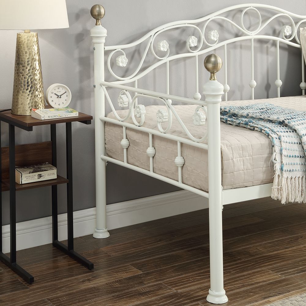 Mayfair Metal White Day Bed with Trundle