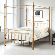 Westminster Antique Brass Effect Traditional 4 Poster Metal Bed Frame 