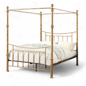 Westminster Antique Brass Effect Traditional 4 Poster Metal Bed Frame 